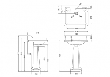 Edwardian Basin with Standard Pedestal